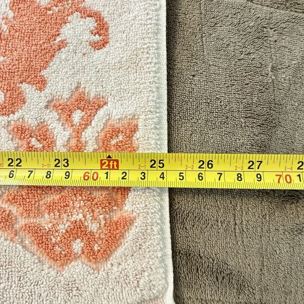VTG Callaway Bath Towel, Hand Towel Grand Damask Floral Peach Orange *READ*